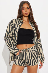 Safari Dreams Zebra Short Set - Brown/combo