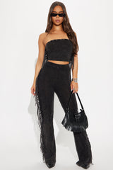 Festival Fringe Washed Pant Set - Black