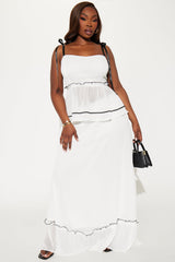 Cassie Chiffon Skirt Set - White