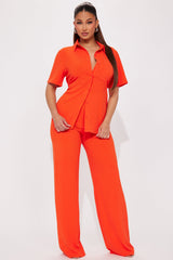 Makenzie Short Sleeve Pant Set - Orange