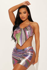 Festival Night Metal Skirt Set - Pink/combo