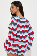 Aleah Striped Crochet Short Set - Blue/combo