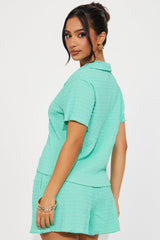My Time Textured Short Set - Aqua