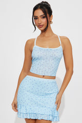 Mia Ditsy Floral Skirt Set - Light Blue