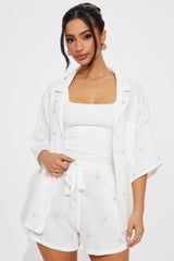 Pretty Girl Era Embroidered Short Set - White