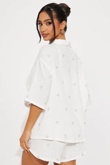 Pretty Girl Era Embroidered Short Set - White