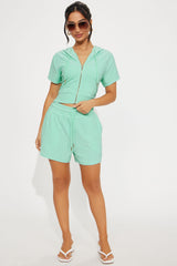 Elyna Terry Cloth Short Set - Sage