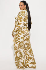 Tropical Moment Satin Pant Set  - Green/combo