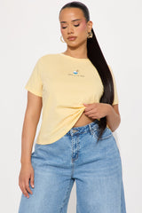 Have A Rice Day Embroidered Tee - Yellow