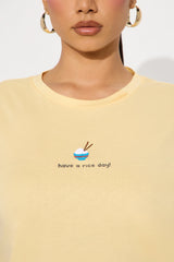 Have A Rice Day Embroidered Tee - Yellow