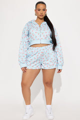 Fiona Floral Short Set - Light Blue