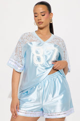 Game Changer Satin Short Set - Light Blue