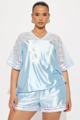 Game Changer Satin Short Set - Light Blue