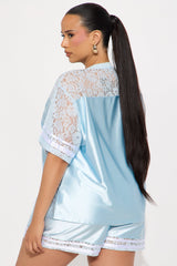 Game Changer Satin Short Set - Light Blue