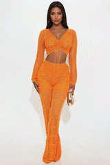 Zya Crochet Pant Set - Orange