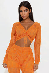 Zya Crochet Pant Set - Orange