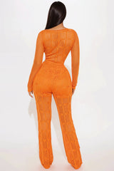 Zya Crochet Pant Set - Orange