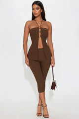 Meilani Capri Pant Set - Chocolate