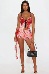 Reena Mesh Micro Short Set - Rust/combo