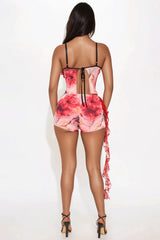 Reena Mesh Micro Short Set - Rust/combo