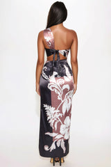 Mahalyn Satin Skirt Set - Black/combo