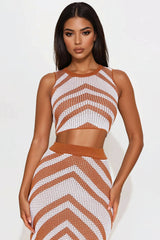Riley Crochet Maxi Skirt Set - Rust/combo