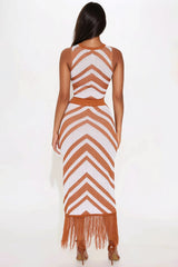 Riley Crochet Maxi Skirt Set - Rust/combo