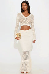 Mariela Crochet Maxi Skirt Set - Ivory
