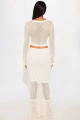 Mariela Crochet Maxi Skirt Set - Ivory
