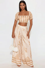 Zoey Pant Set - Taupe/combo