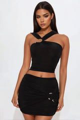 Dark Desires Mini Skirt Set - Black