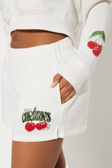Tasty Cherries Fleece Short Set - Ivory