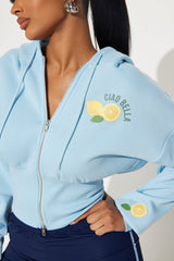 Ciao Bella Limone Zip Up Hoodie - Light Blue