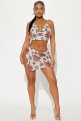 Here To Party Metal Skirt Set - Red/combo