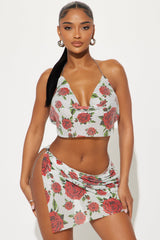 Here To Party Metal Skirt Set - Red/combo
