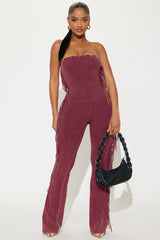 Festival Fringe Washed Pant Set - Burgundy