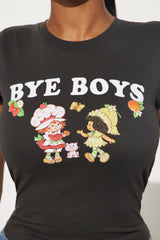 Bye Boys Strawberry Shortcake Baby Tee - Black