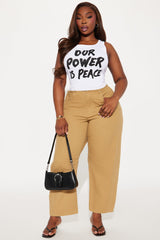 Our Power Is Peace Ribbed Tank Top - White