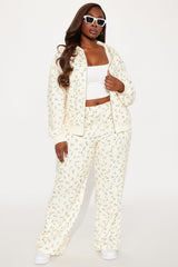 Fiona Floral Graphic Pant Set - Yellow