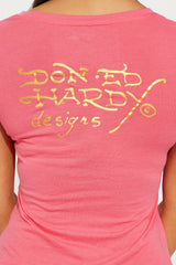 Ed Hardy Pinup Bloom Baby Tee - Pink