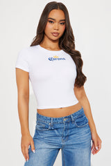 Corona Embroidered Baby Tee - White