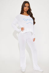 Lounging By The Beach Sweater Pant Set - Ivory