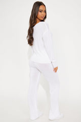 Lounging By The Beach Sweater Pant Set - Ivory