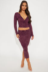 Grace Washed Snatched Skirt Set - Plum