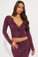 Grace Washed Snatched Skirt Set - Plum