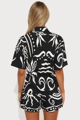 Kauai Linen Short Set - Black/White