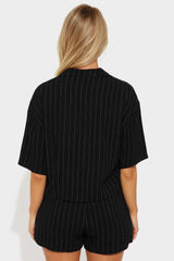 Alana Linen Shirt And Short Set - Black