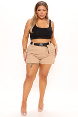 Buckle Up Cargo Shorts - Khaki