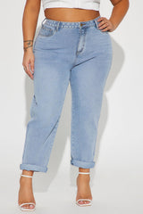 So Far So Good Non Stretch Mom Jeans - Light Wash