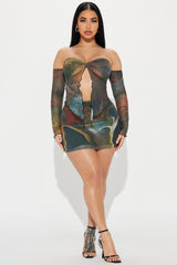 Jenna Mesh Skirt Set - Olive/combo